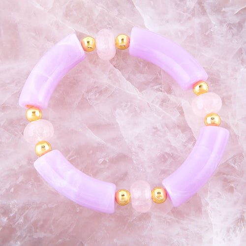 Rose Quartz Lilac Stretch Bracelet - Barse Jewelry