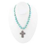 Rosette Sterling Cross Turquoise Necklace - Barse Jewelry