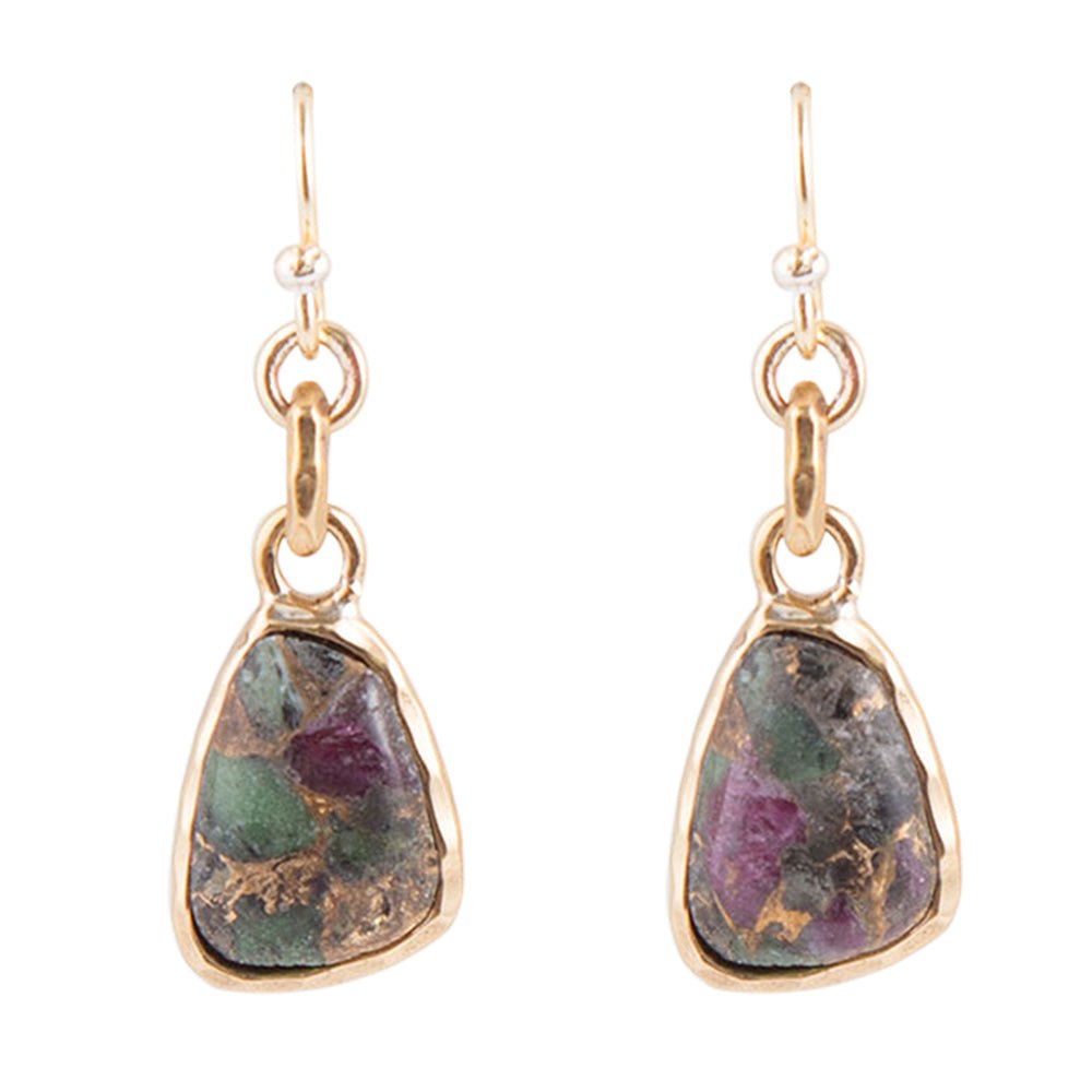 Ruby Zoisite Bronze Matrix Earrings - Barse Jewelry
