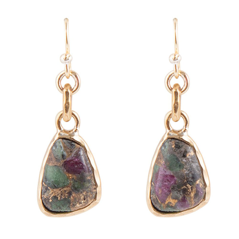 Ruby Zoisite Bronze Matrix Earrings - Barse Jewelry