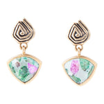Ruby Zoisite Drop Post Earrings - Barse Jewelry