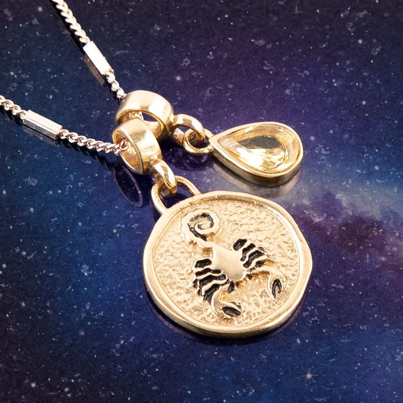Scorpio - Zodiac Citrine Charm Necklace - Barse Jewelry