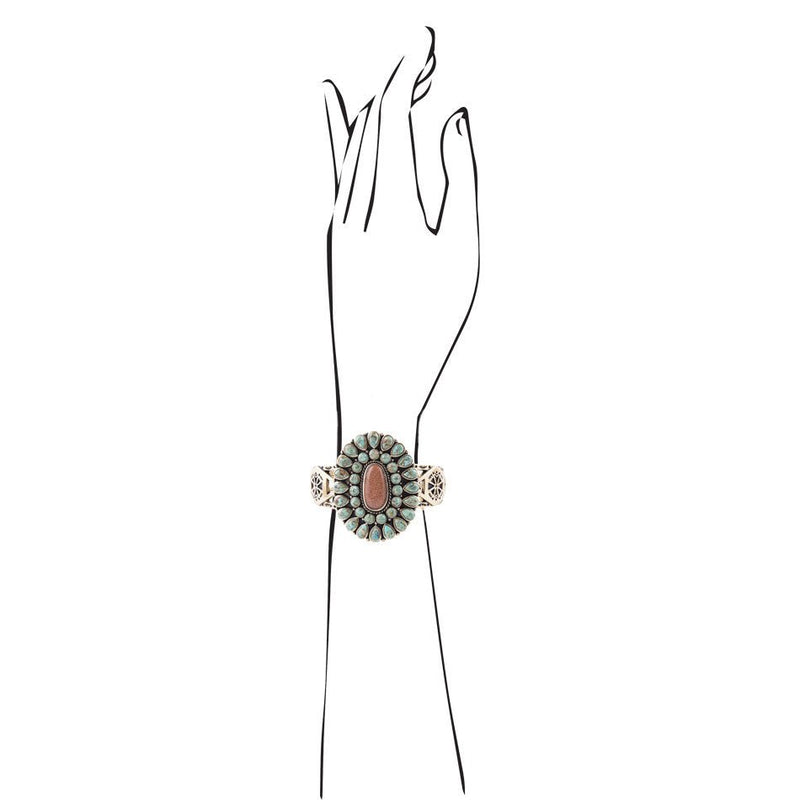 Sedona Turquoise Goldstone Statement Cuff Bracelet - Barse Jewelry