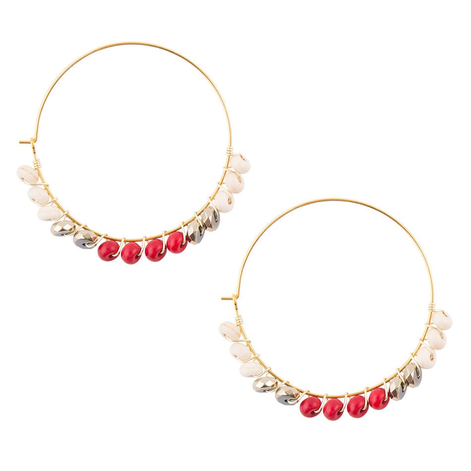 Sepia Red Hoop Earrings - Barse Jewelry