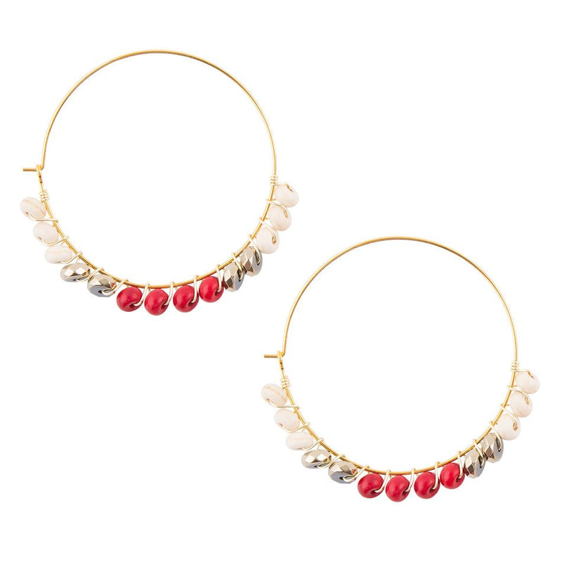Sepia Red Hoop Earrings - Barse Jewelry