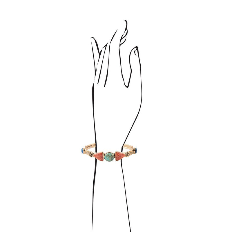 Shades of Multi Stone Bronze Cuff Bracelet - Barse Jewelry