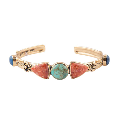 Shades of Multi Stone Bronze Cuff Bracelet - Barse Jewelry