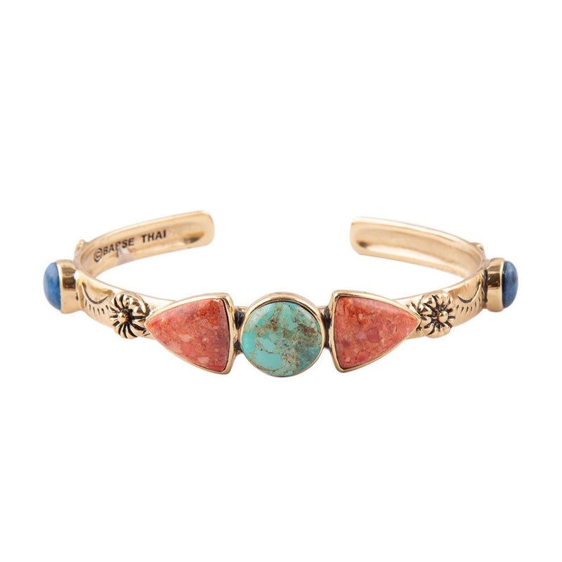 Shades of Multi Stone Bronze Cuff Bracelet - Barse Jewelry