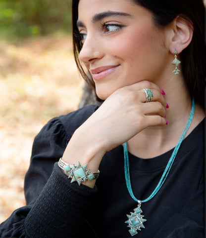 Sharp Turquoise and Sterling Silver Cuff Bracelet - Barse Jewelry