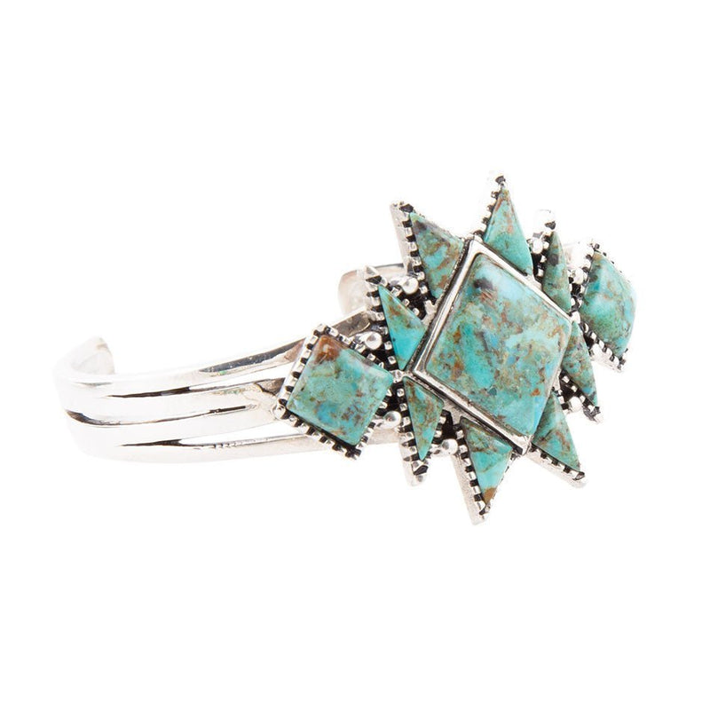 Sharp Turquoise and Sterling Silver Cuff Bracelet - Barse Jewelry