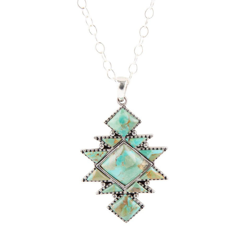 Sharp Turquoise and Sterling Silver Pendant Necklace - Barse Jewelry