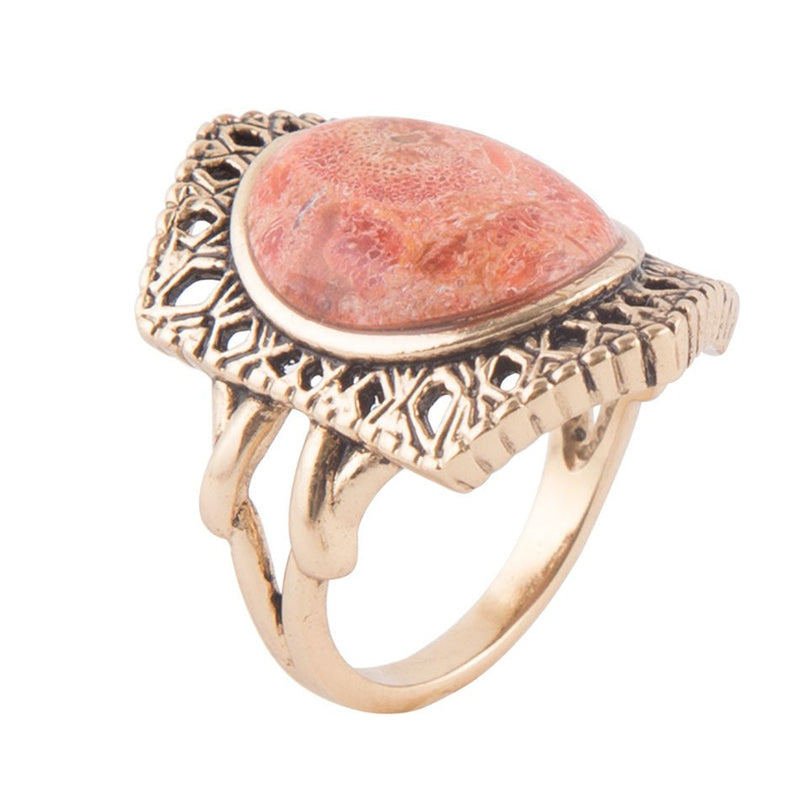 Shielded Orange Coral Ring - Barse Jewelry