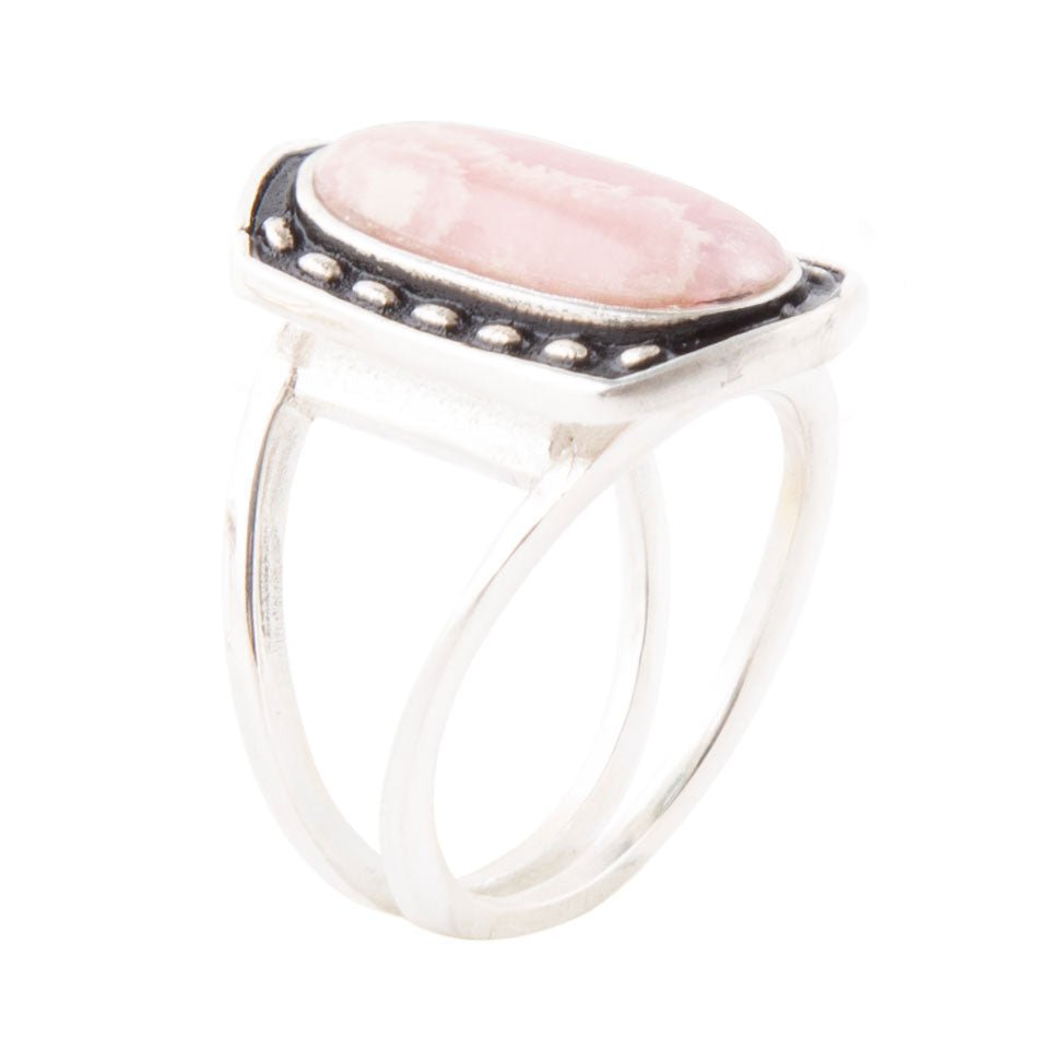 Shielded Pink Rhodonite and Sterling Silver Ring – Barse Jewelry