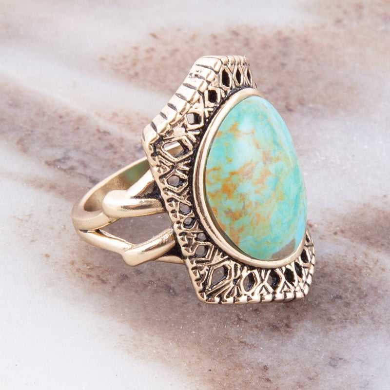 Shielded Turquoise and Bronze Ring - Barse Jewelry