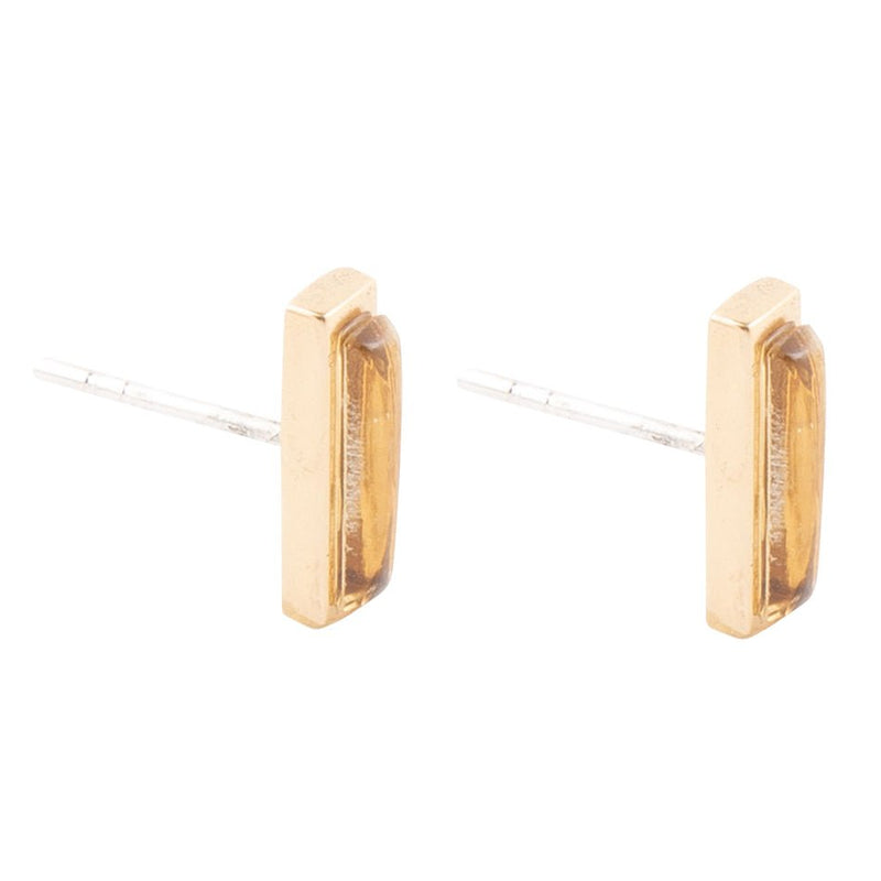 Short Linear Citrine and Bronze Stud - Barse Jewelry