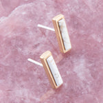 Short Linear White Picture Jasper and Bronze Stud - Barse Jewelry