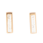 Short Linear White Picture Jasper and Bronze Stud - Barse Jewelry
