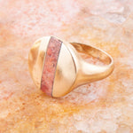 Signet Orange Sponge Coral and Bronze Circle Ring - Barse Jewelry