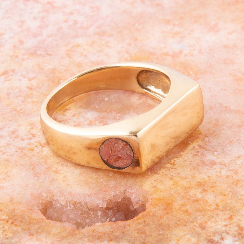 Signet Orange Sponge Coral and Bronze In The Hole Ring - Barse Jewelry
