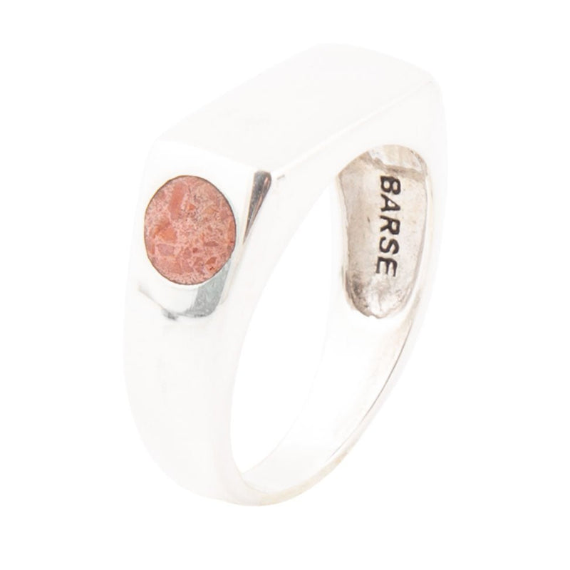 Signet Orange Sponge Coral and Sterling Silver In The Hole Ring - Barse Jewelry