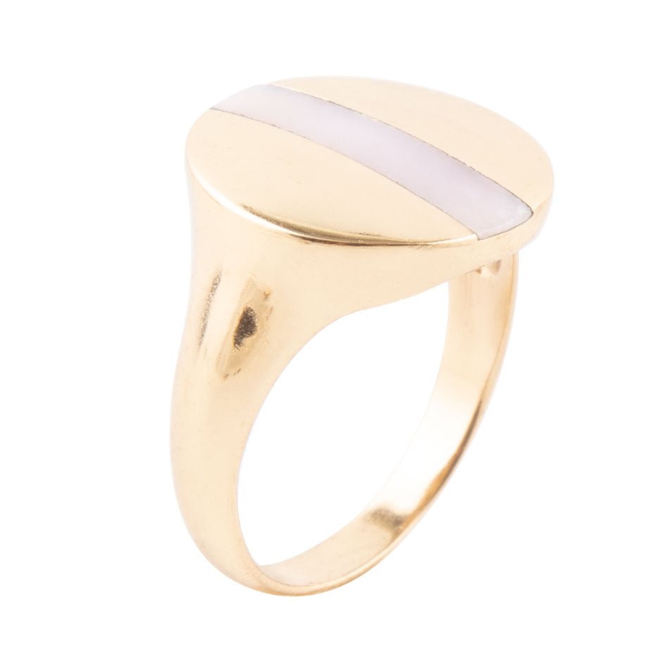 Signet Pink Opal and Bronze Circle Ring - Barse Jewelry