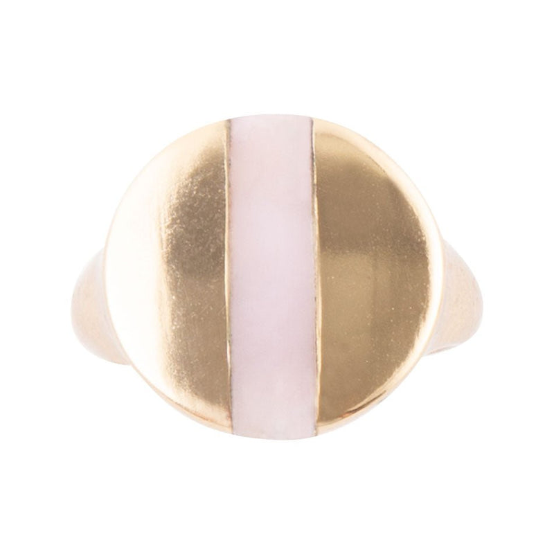 Signet Pink Opal and Bronze Circle Ring - Barse Jewelry