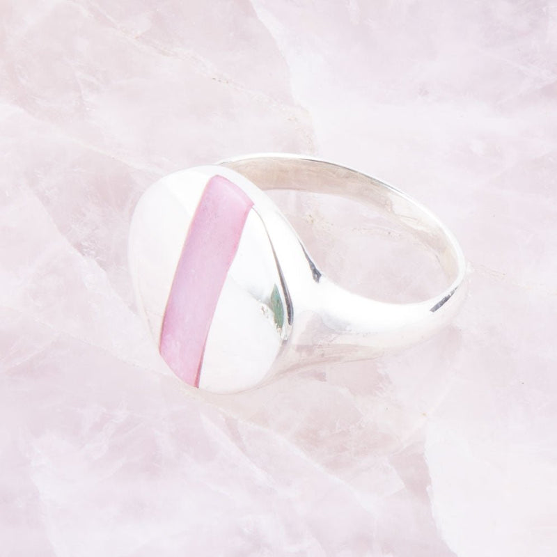 Signet Pink Opal and Sterling Silver Circle Ring - Barse Jewelry