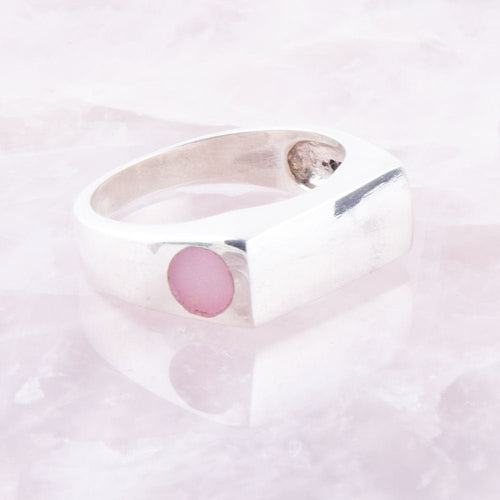 Signet Pink Opal and Sterling Silver In The Hole Ring - Barse Jewelry