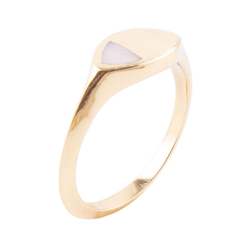 Signet Triangle Pink Opal and Bronze Ring - Barse Jewelry