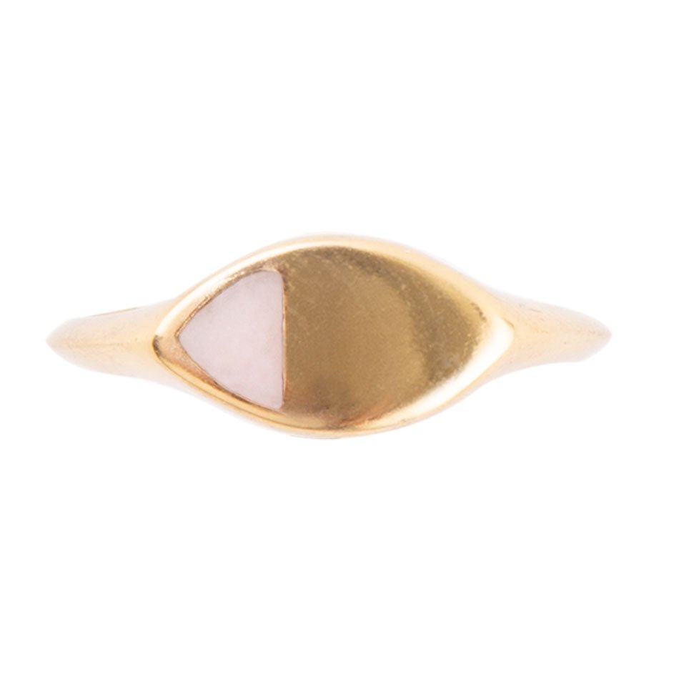 Signet Triangle Pink Opal and Bronze Ring - Barse Jewelry