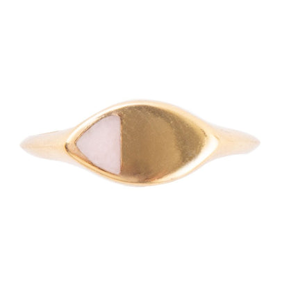 Signet Triangle Pink Opal and Bronze Ring - Barse Jewelry