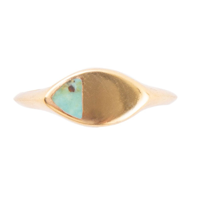 Signet Triangle Turquoise and Bronze Ring - Barse Jewelry