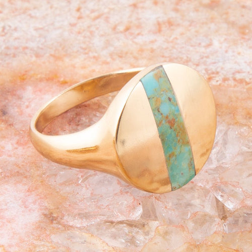 Signet Turquoise and Bronze Circle Ring - Barse Jewelry