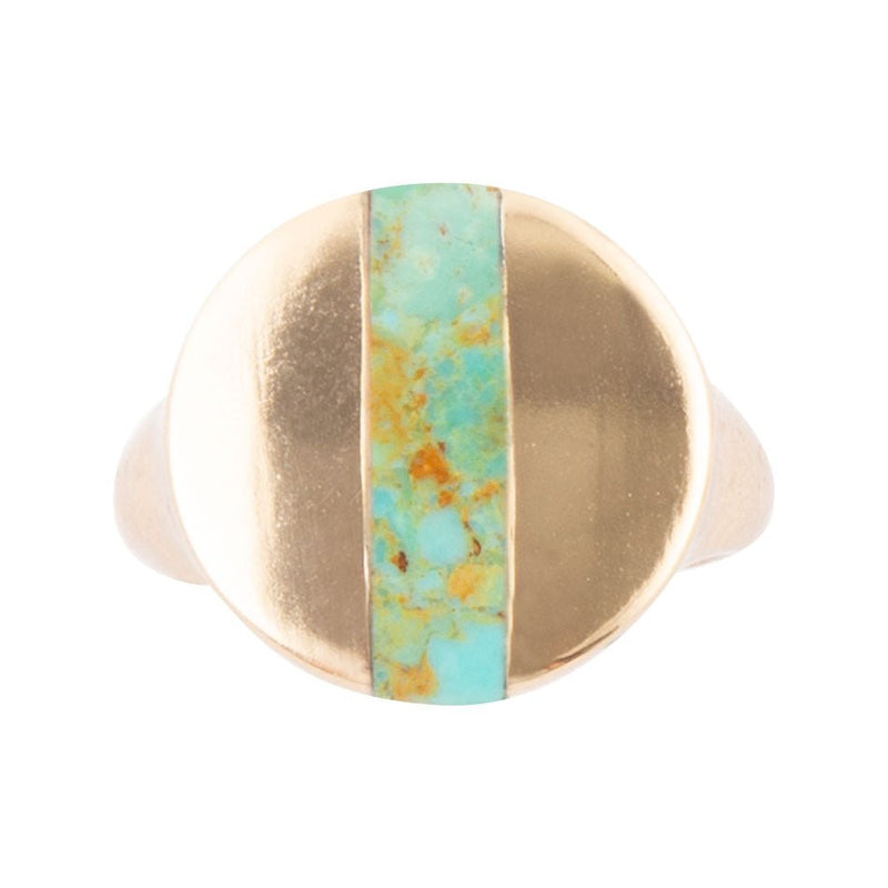 Signet Turquoise and Bronze Circle Ring - Barse Jewelry