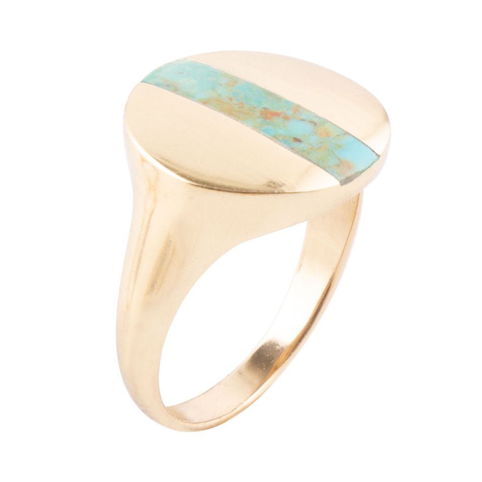 Signet Turquoise and Bronze Circle Ring - Barse Jewelry