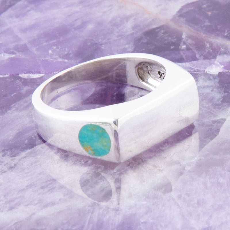 Signet Turquoise and Sterling Silver In The Hole Ring - Barse Jewelry