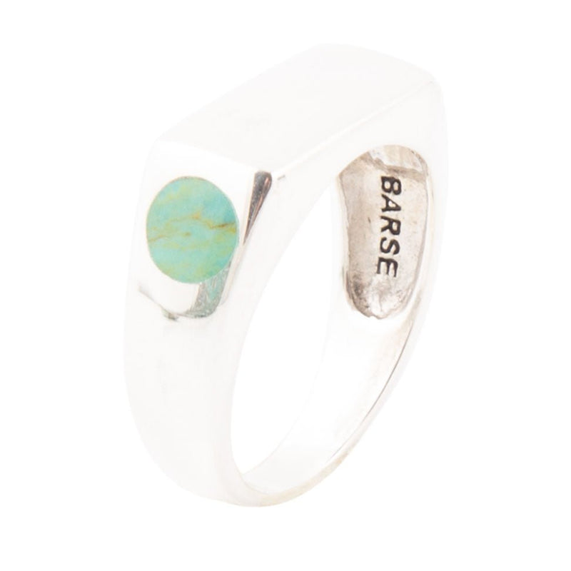 Signet Turquoise and Sterling Silver In The Hole Ring - Barse Jewelry