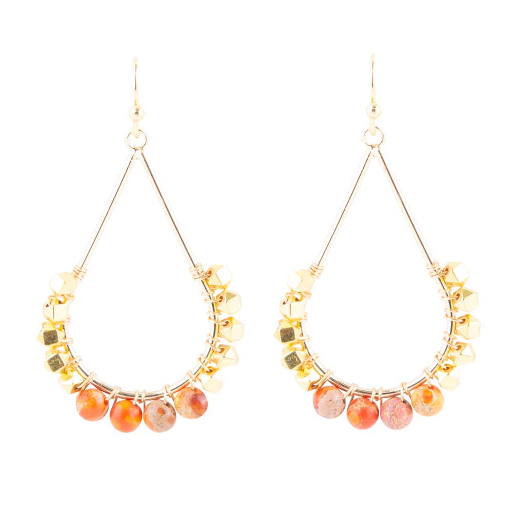 Simple Things Orange Jasper Loop Earrings - Barse Jewelry