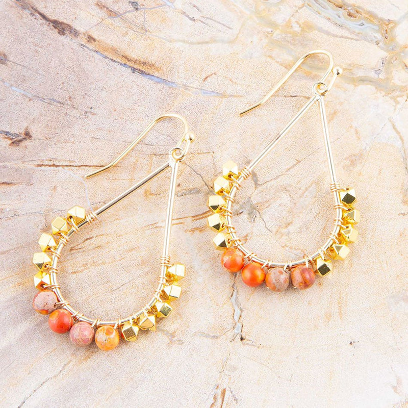 Simple Things Orange Jasper Loop Earrings - Barse Jewelry