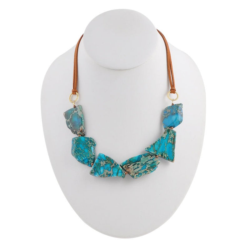Six Score Jasper and Leather Necklace - Barse Jewelry
