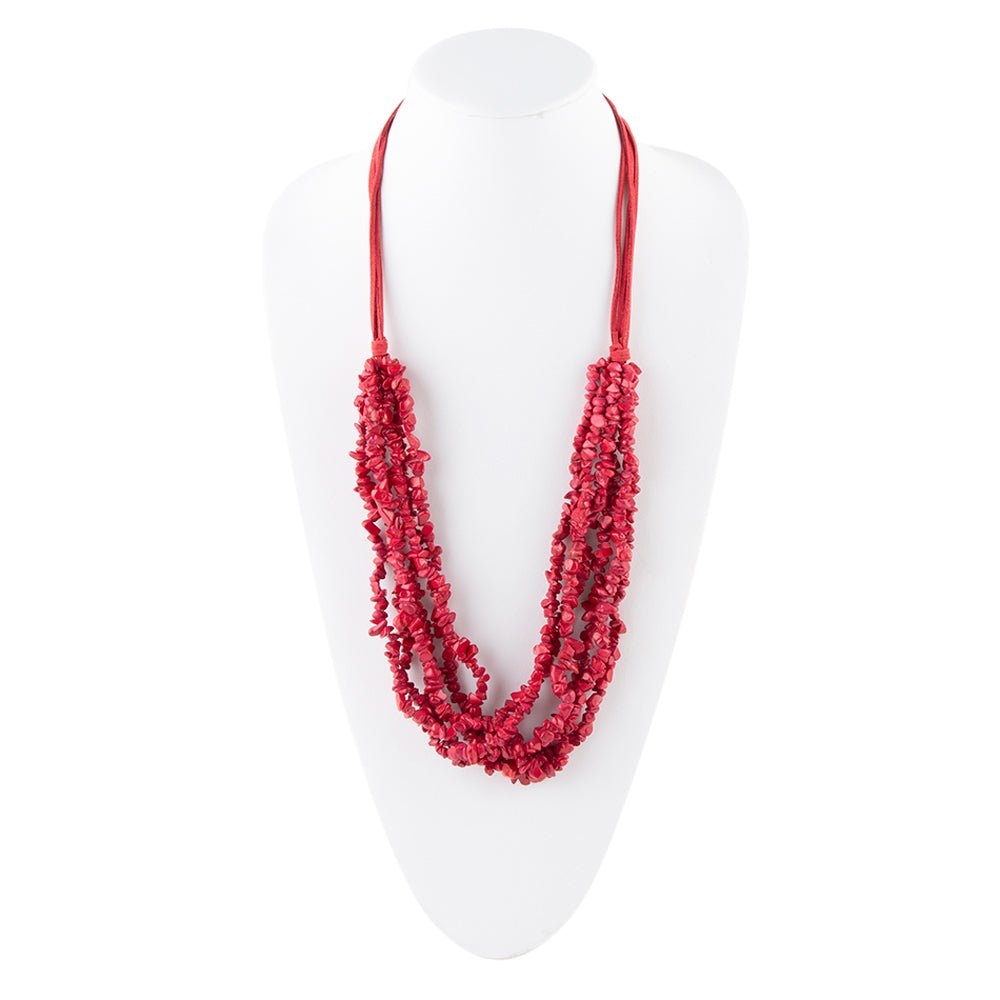 Six Strand Red Magnesite Necklace - Barse Jewelry
