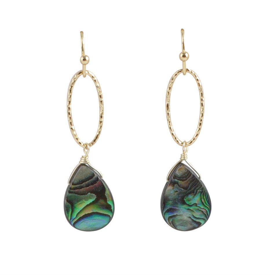 Sky Fall Bronze Earrings-Abalone - Barse Jewelry