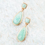 Smooth Amazonite and Bronze Teardrop Earrings - Barse Jewelry