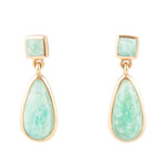 Smooth Amazonite and Bronze Teardrop Earrings - Barse Jewelry