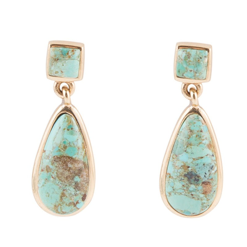 Smooth Teardrop Post Earring - Turquoise & Bronze - Barse Jewelry