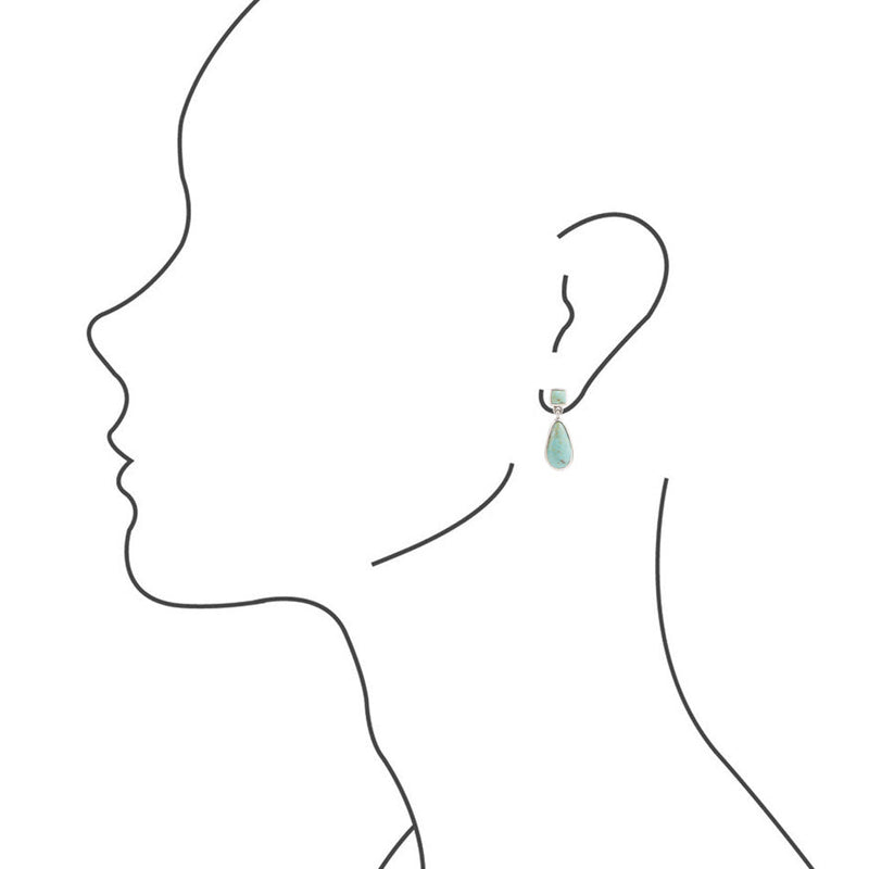 Smooth Teardrop Post Earring - Turquoise & Silver - Barse Jewelry