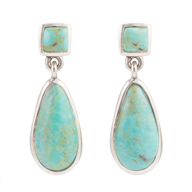 Smooth Teardrop Post Earring - Turquoise & Silver - Barse Jewelry