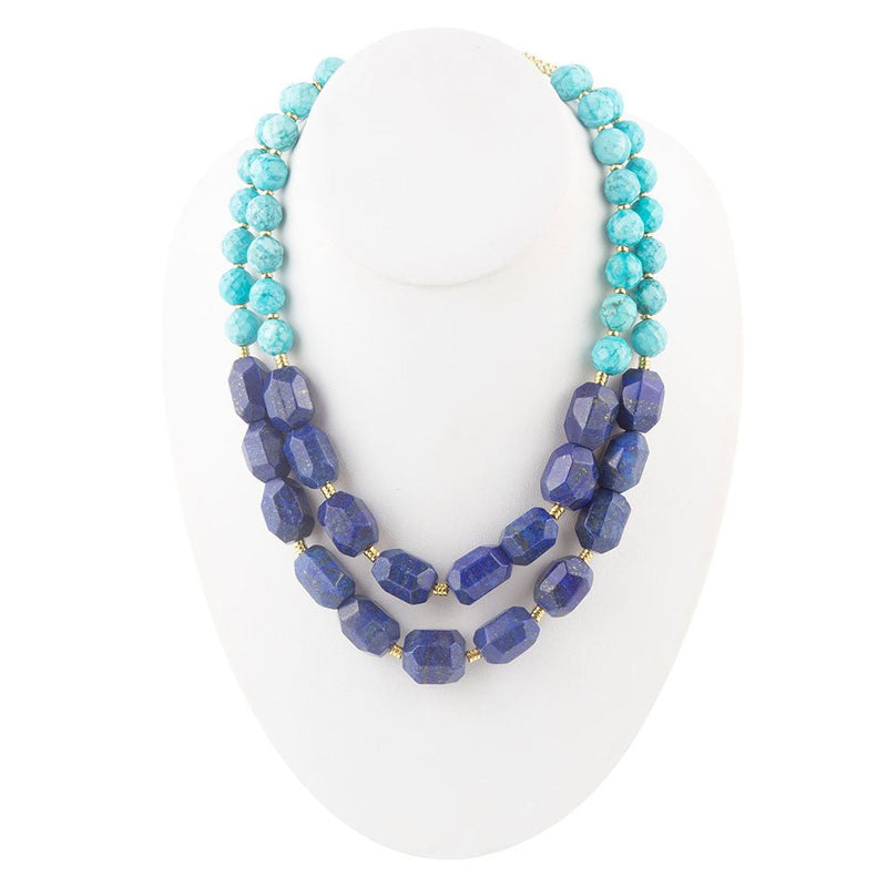 Smooth Waters Lapis and Turquoise Statement Necklace - Barse Jewelry