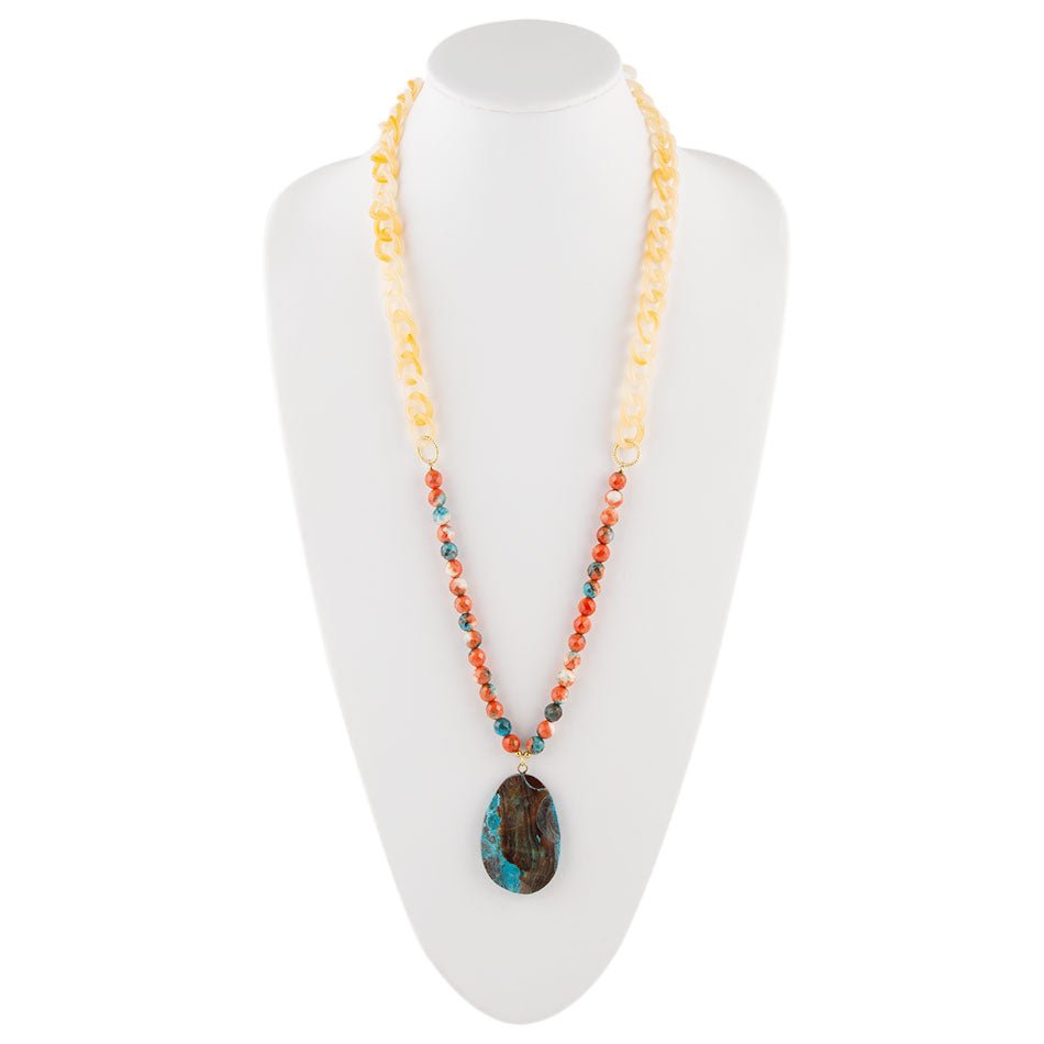 Spiny Oyster and Jasper Pendant Necklace - Barse Jewelry