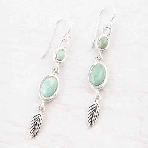 Splendor Turquoise Sterling Feather Earrings - Barse Jewelry